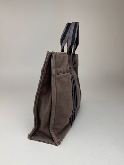 Mini sac fourre-tout vintage en coton Hermès gris