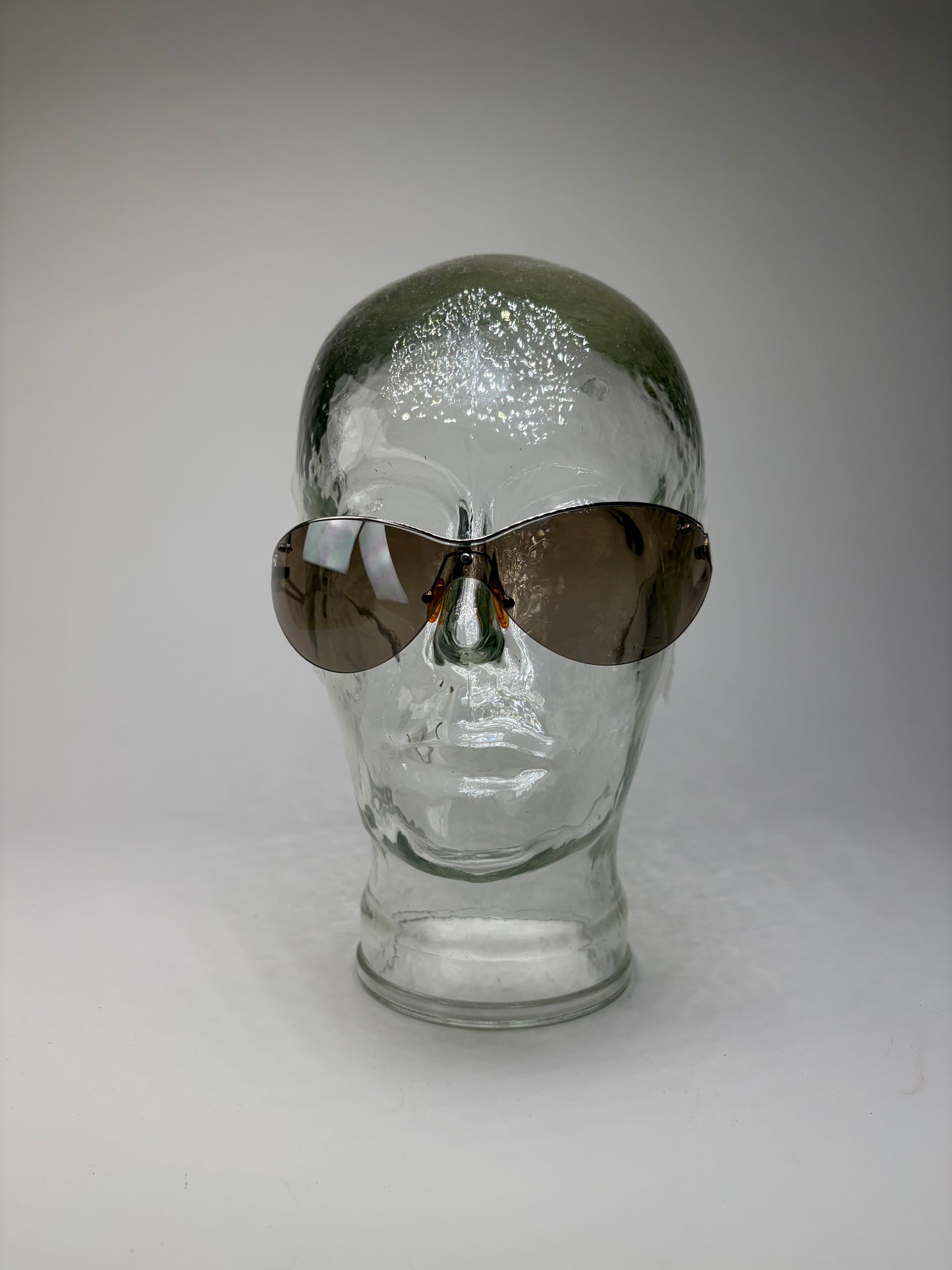 Vintage Celine Shield Sunglasses Brown Silver