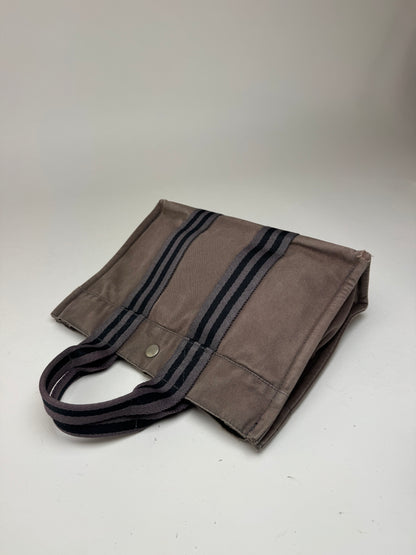 Mini sac fourre-tout vintage en coton Hermès gris