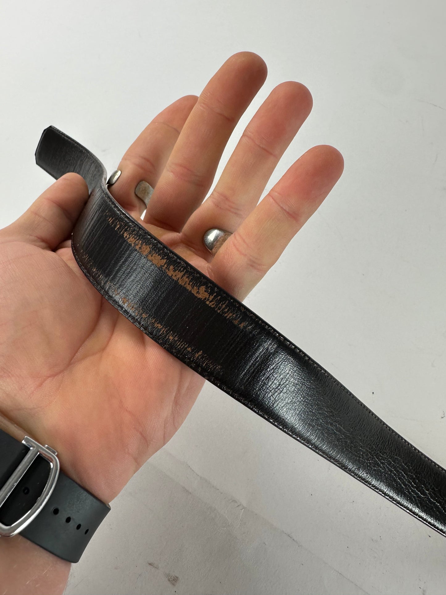 Vintage Dior Snake Emblossed Leather Belt Brown