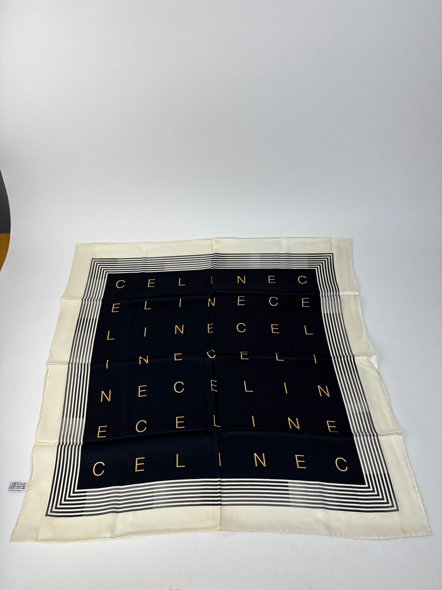 Vintage Celine Paris Silk Scarf black white