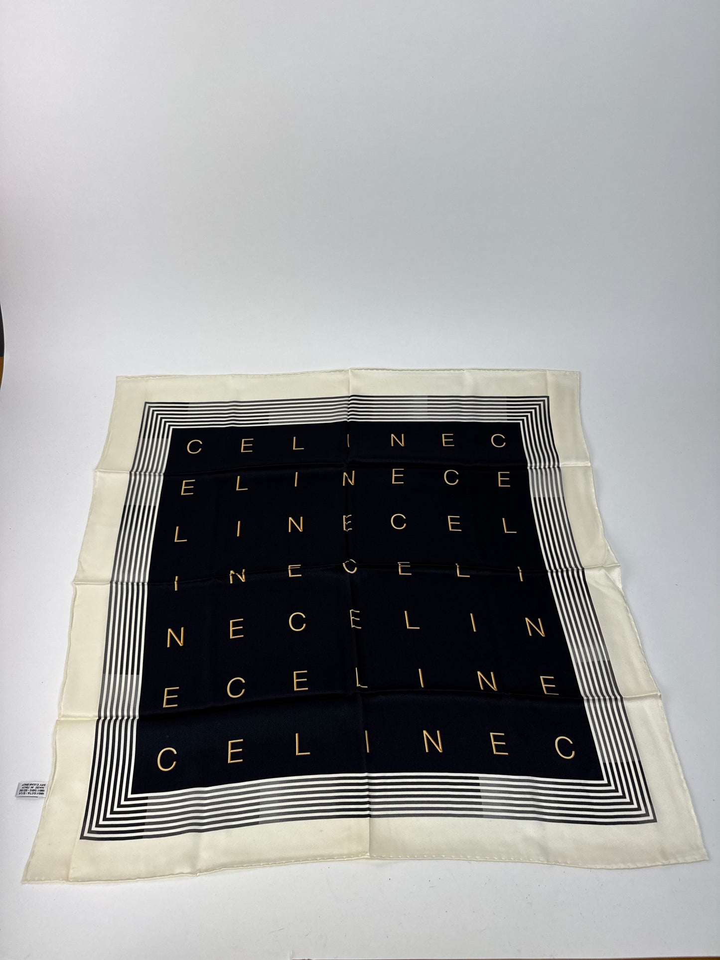 Vintage Celine Paris Silk Scarf black white