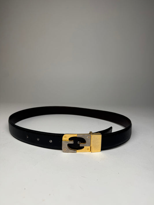 Vintage Gucci Leather 70s Belt Black