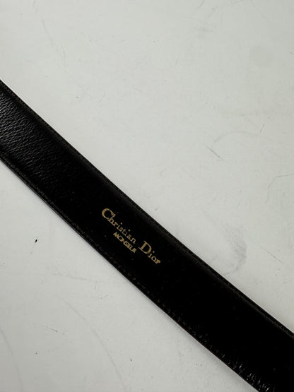 Vintage Dior Snake Emblossed Leather Belt Brown