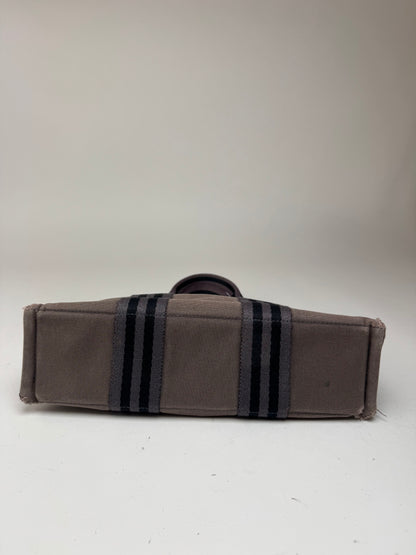 Mini sac fourre-tout vintage en coton Hermès gris