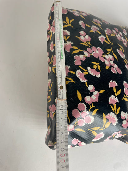 Vintage Marni Floral Leather Clutch Black Pink Green