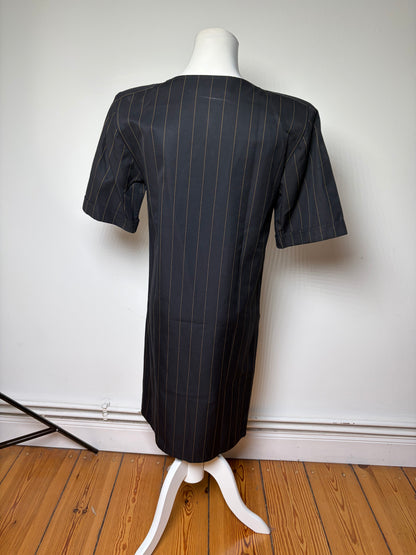 Vintage Fendi Striped Cotton Dress Black Brown M