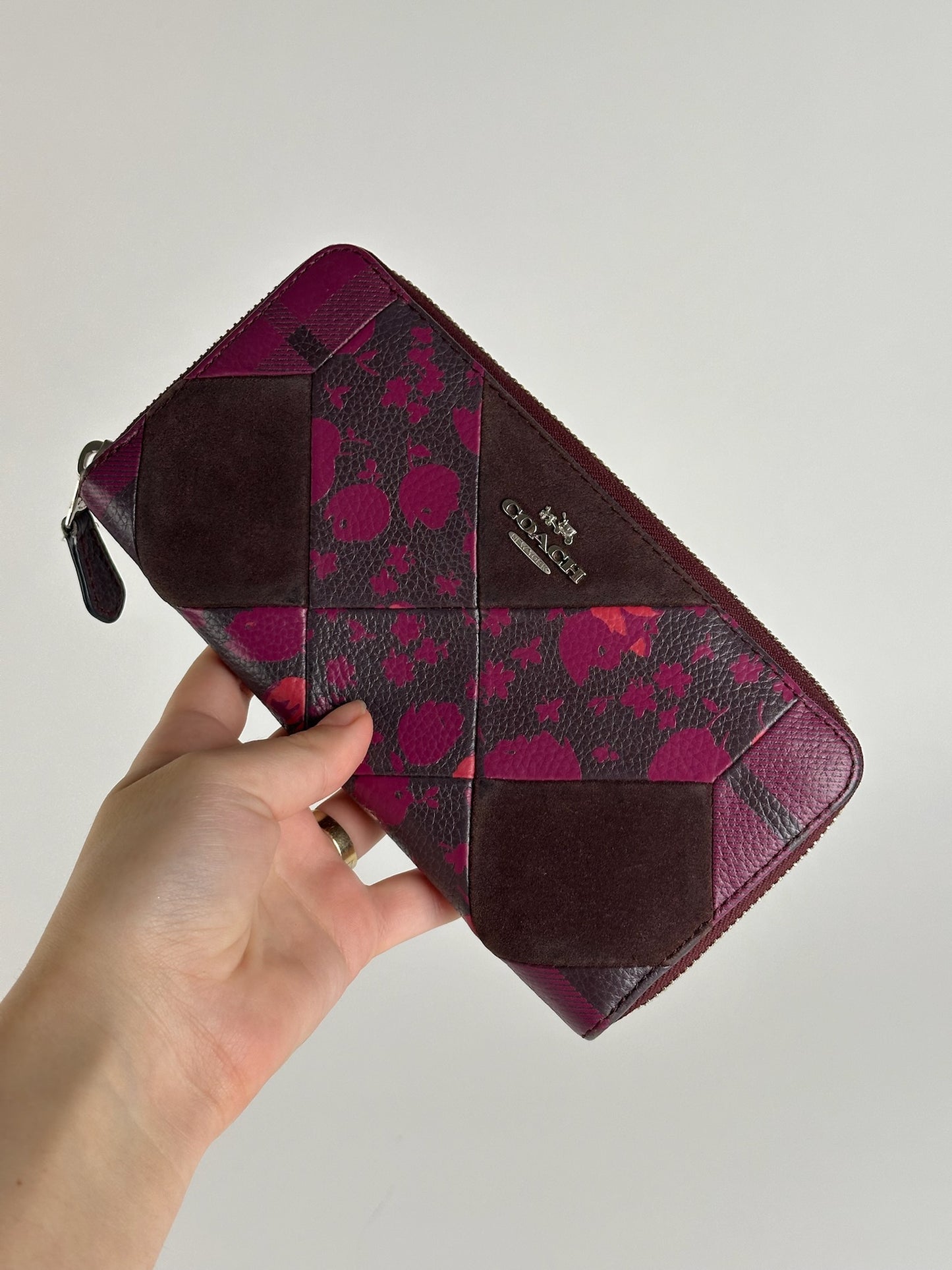 Portefeuille Coach vintage en cuir violet marron