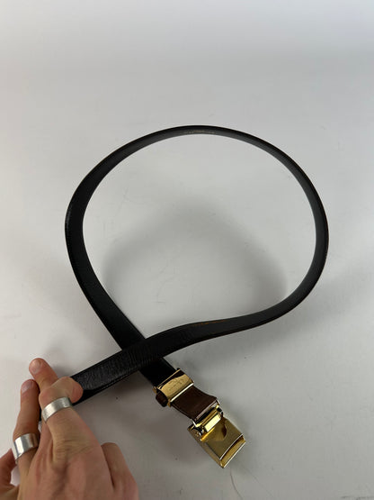 Vintage Dior Snake Emblossed Leather Belt Brown