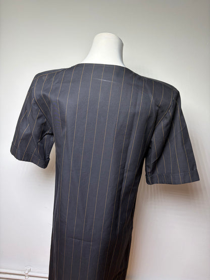 Vintage Fendi Striped Cotton Dress Black Brown M