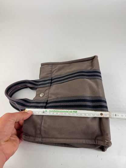 Mini sac fourre-tout vintage en coton Hermès gris