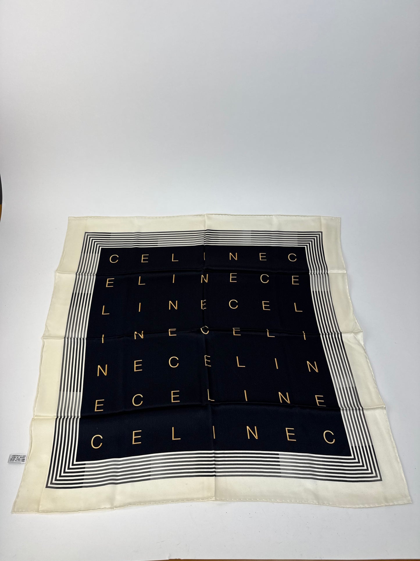 Vintage Celine Paris Silk Scarf black white