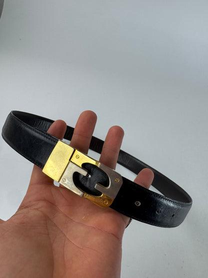 Vintage Gucci Leather 70s Belt Black