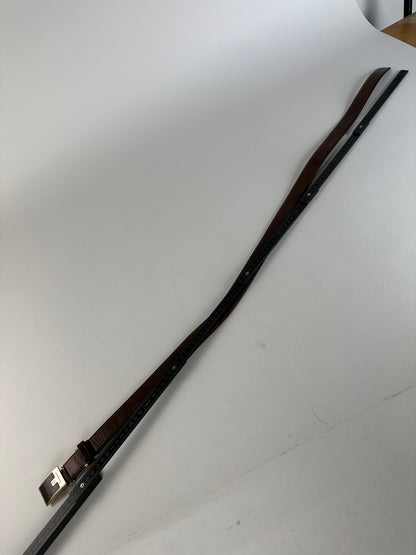 Vintage Dior Snake Emblossed Leather Belt Brown
