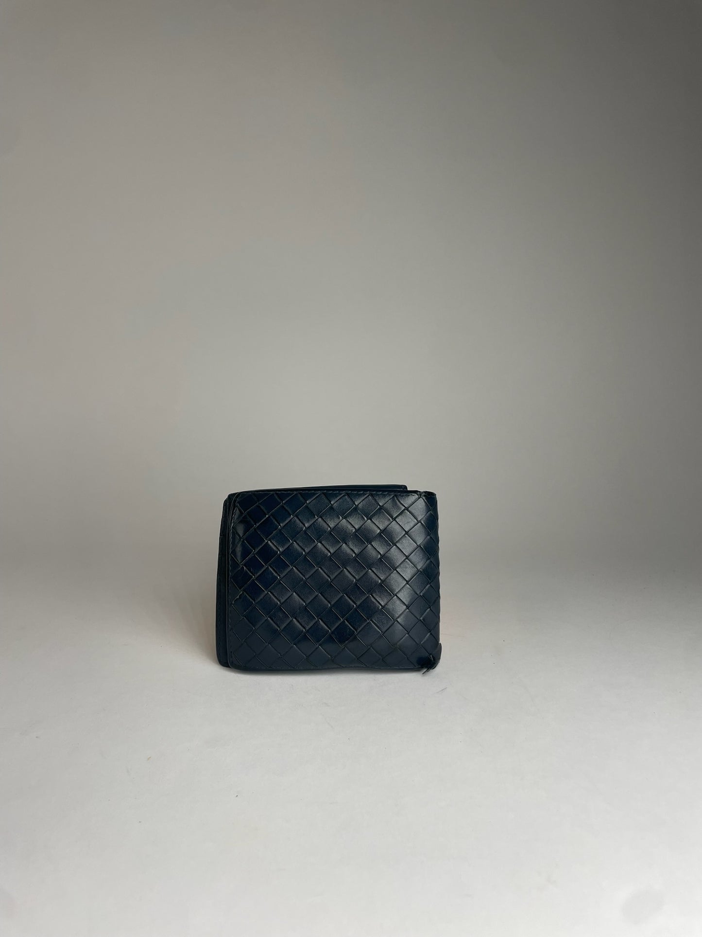Vintage Bottega Veneta Flapable Leather Intrecciato Wallet Black