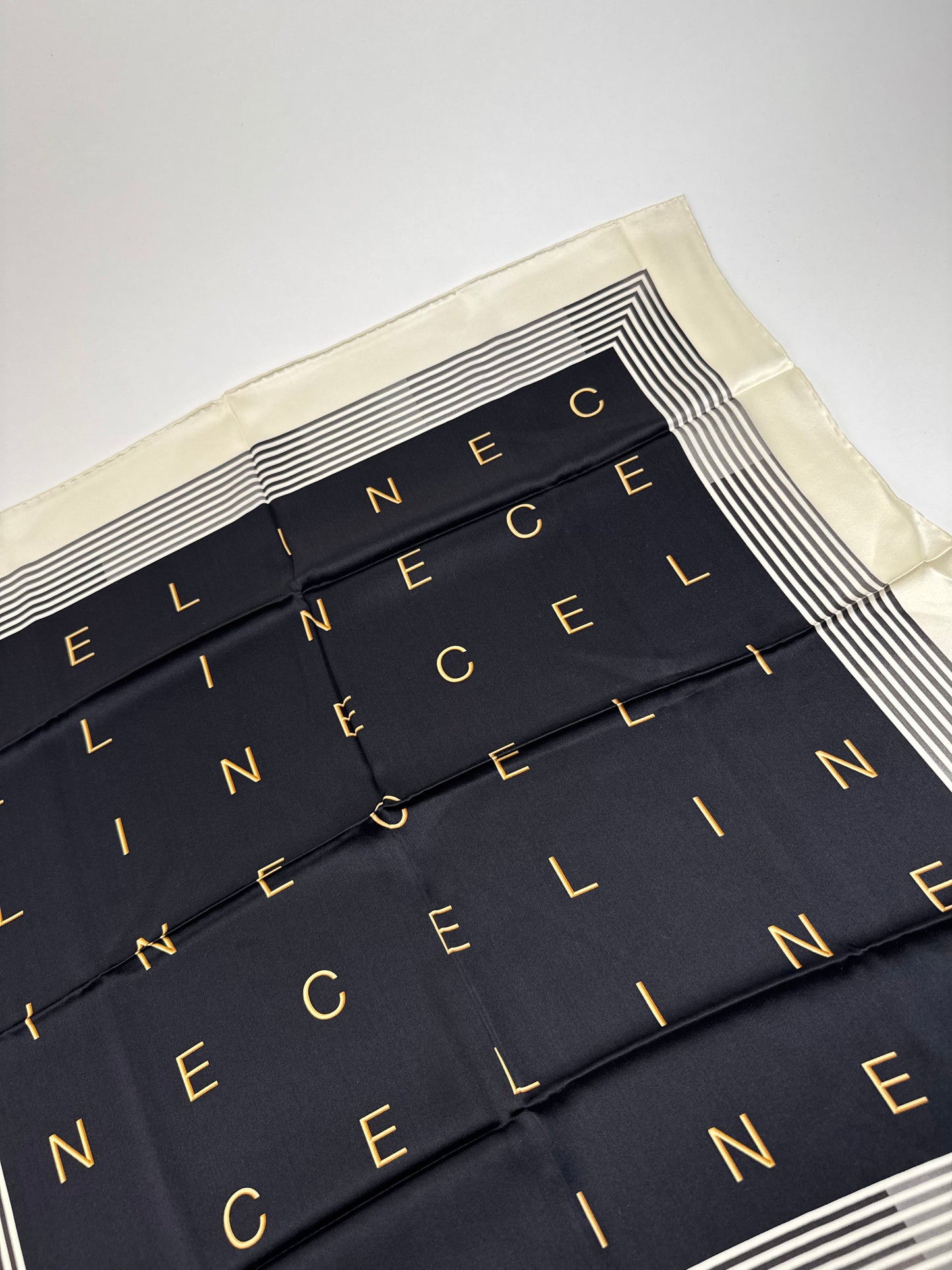 Vintage Celine Paris Silk Scarf black white