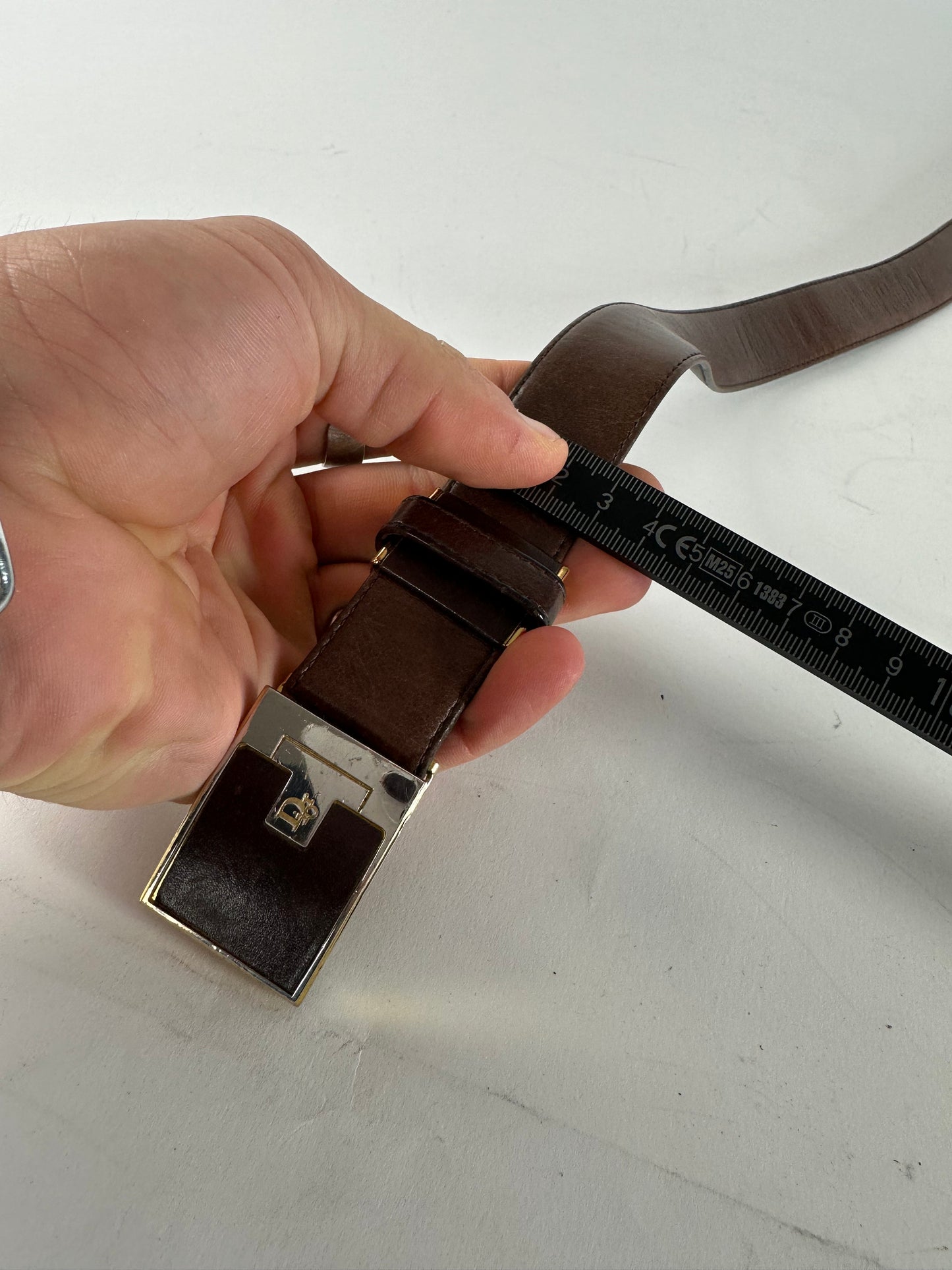 Vintage Dior Snake Emblossed Leather Belt Brown