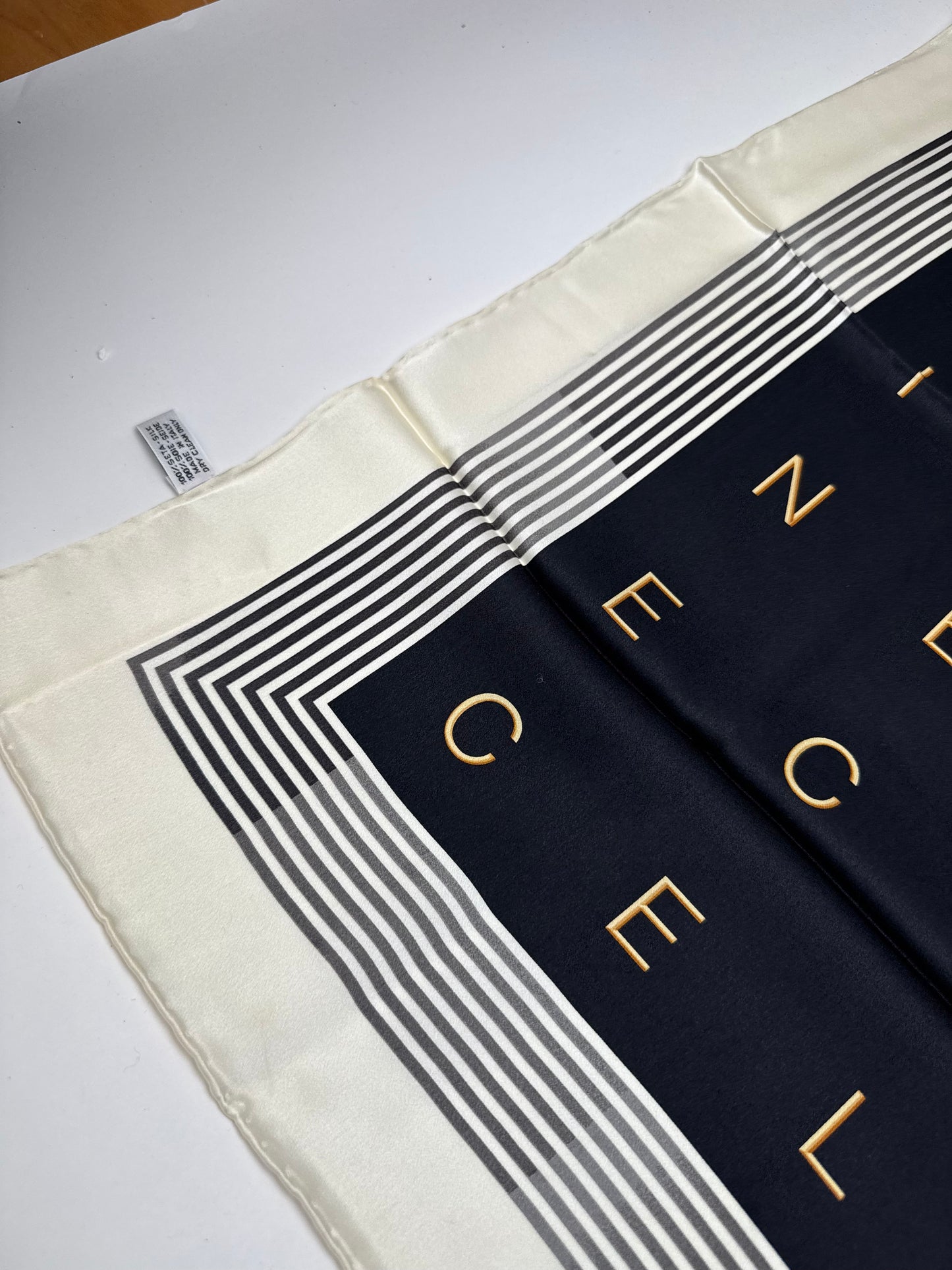 Vintage Celine Paris Silk Scarf black white