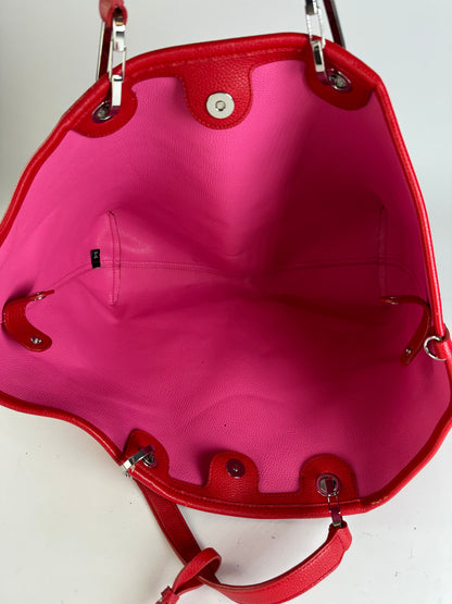 Vintage Emporio Armani Textured Leather Tote c. Mid-2010s Red