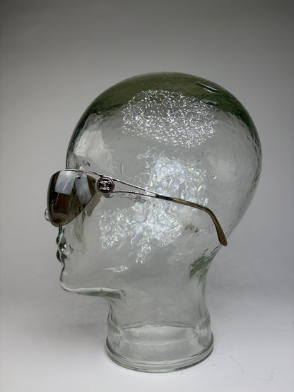 Vintage Celine Shield Sunglasses Brown Silver