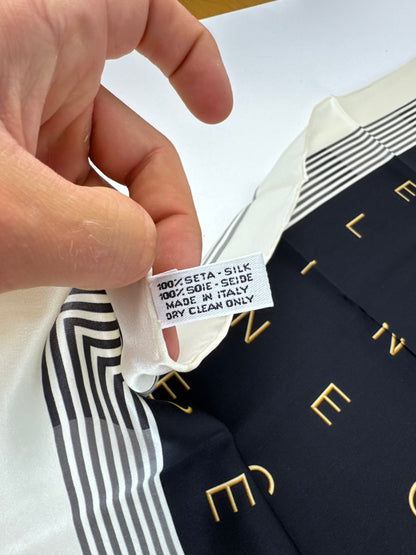 Vintage Celine Paris Silk Scarf black white