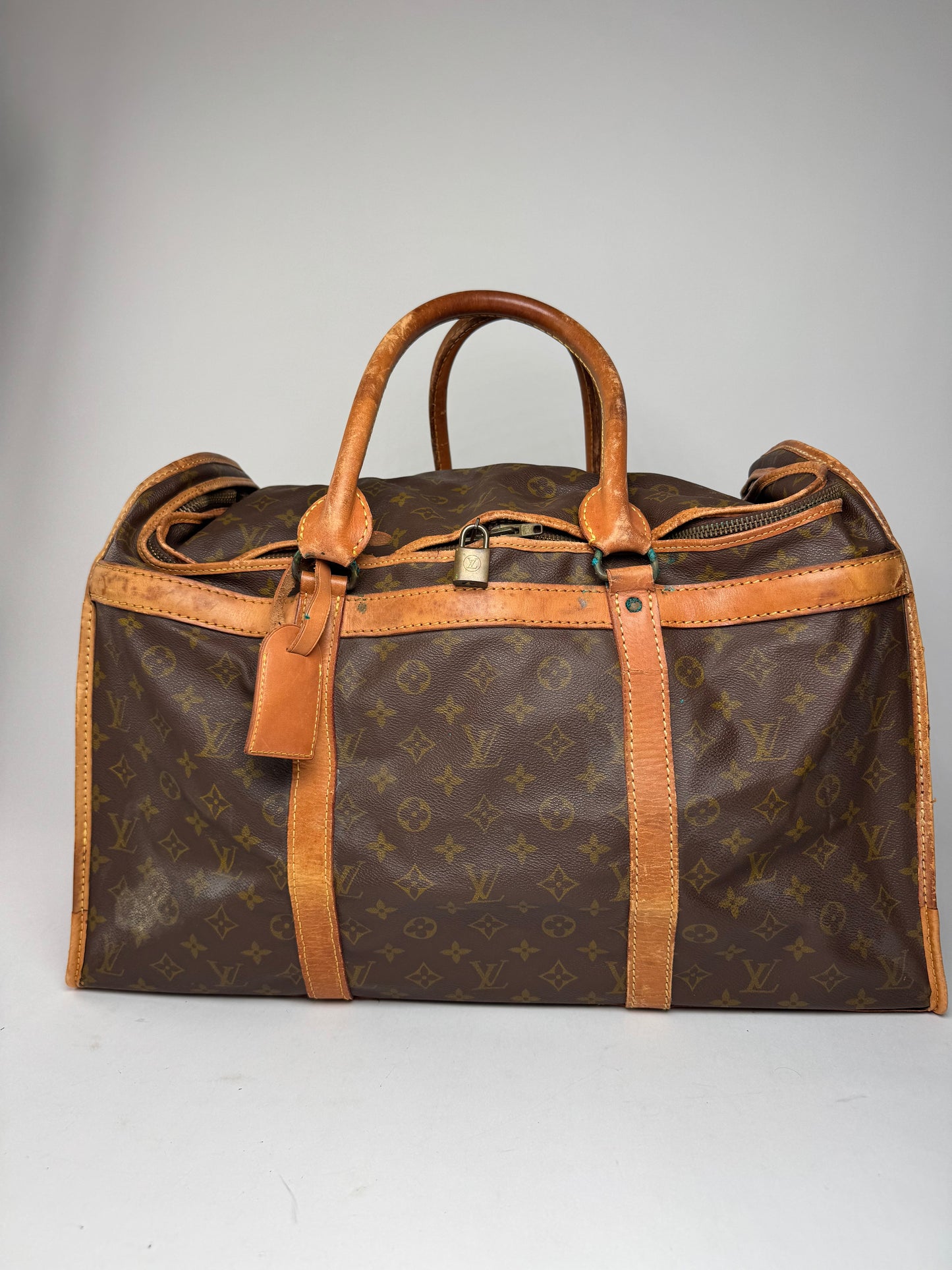 Vintage Louis Vuitton Monogram Leather Travel Bag Brown