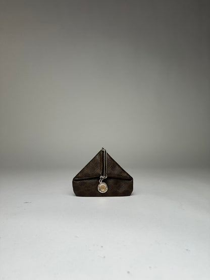 Vintage Celine Macadam Folding Clutch Late 1970s Dark Brown