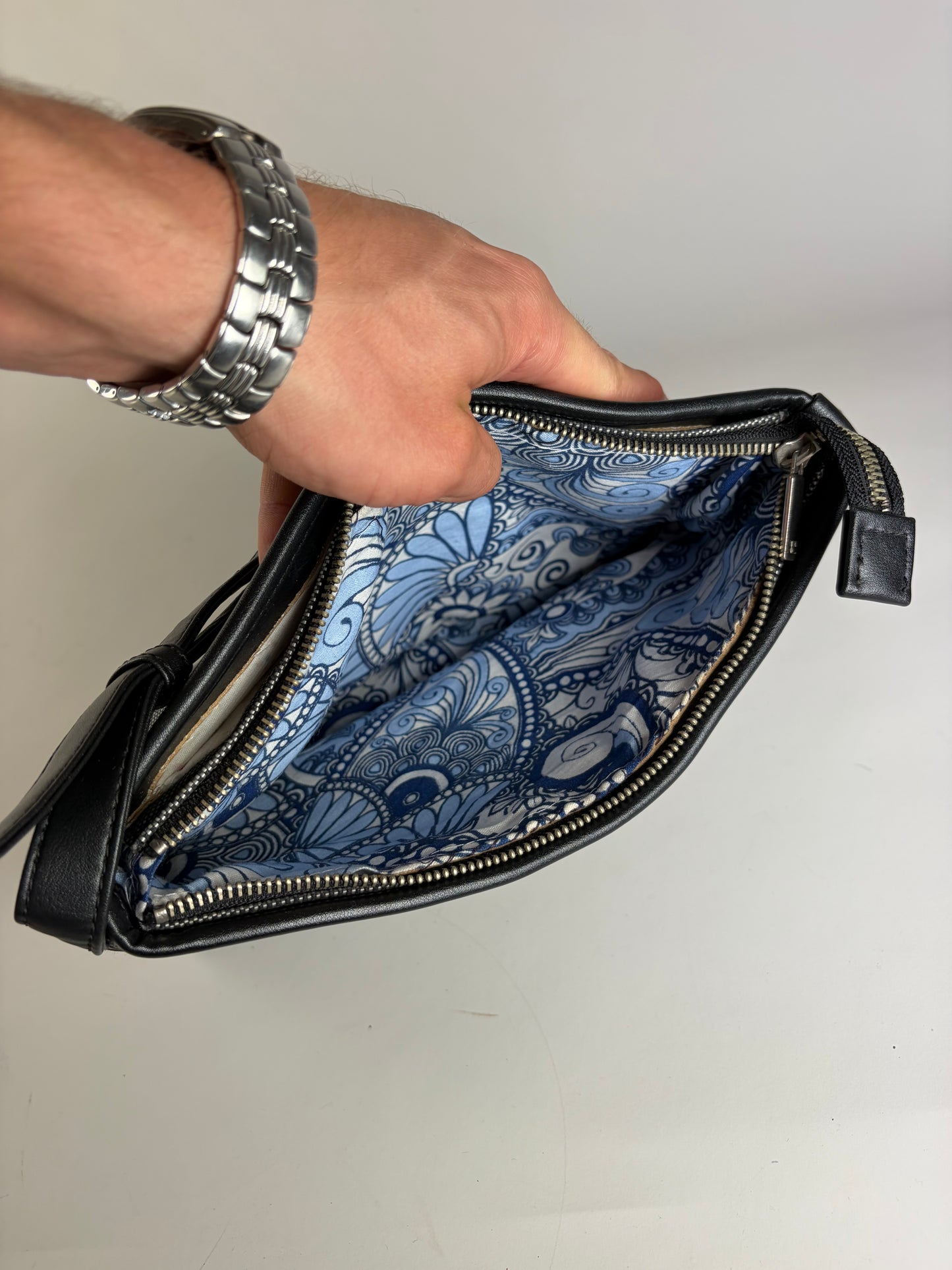 Vintage Courreges Structured Shoulder Bag Black Grey Blue
