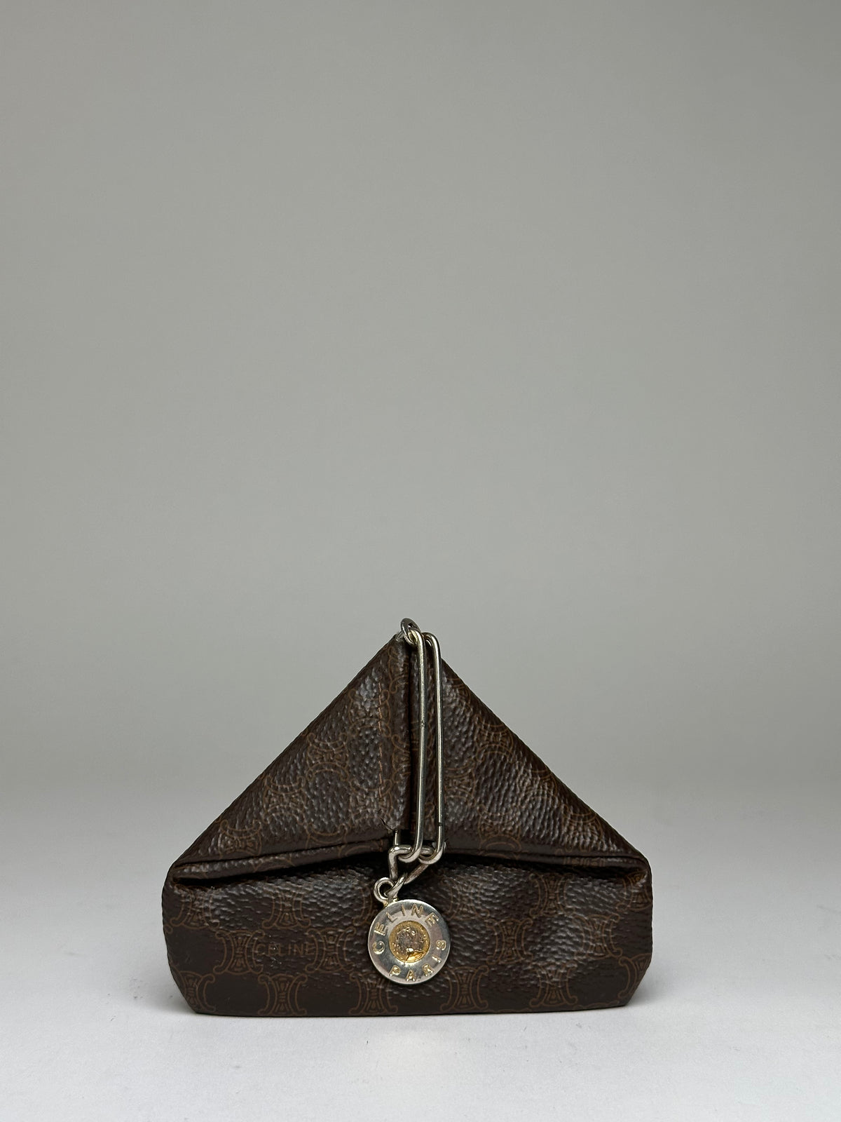 Vintage Celine Macadam Folding Clutch Late 1970s Dark Brown