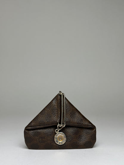 Vintage Celine Macadam Folding Clutch Late 1970s Dark Brown
