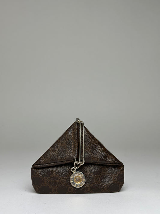 Vintage Celine Macadam Folding Clutch Late 1970s Dark Brown