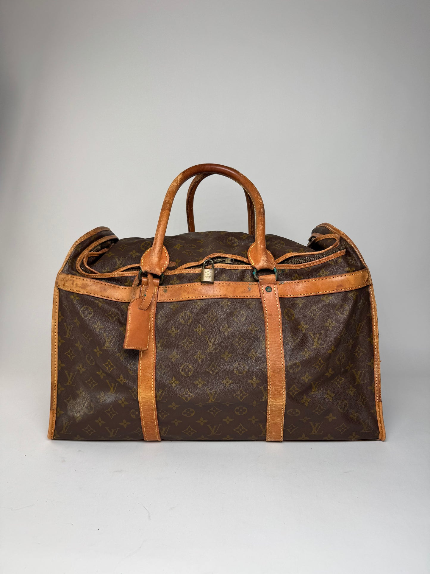 Vintage Louis Vuitton Monogram Leather Travel Bag Brown