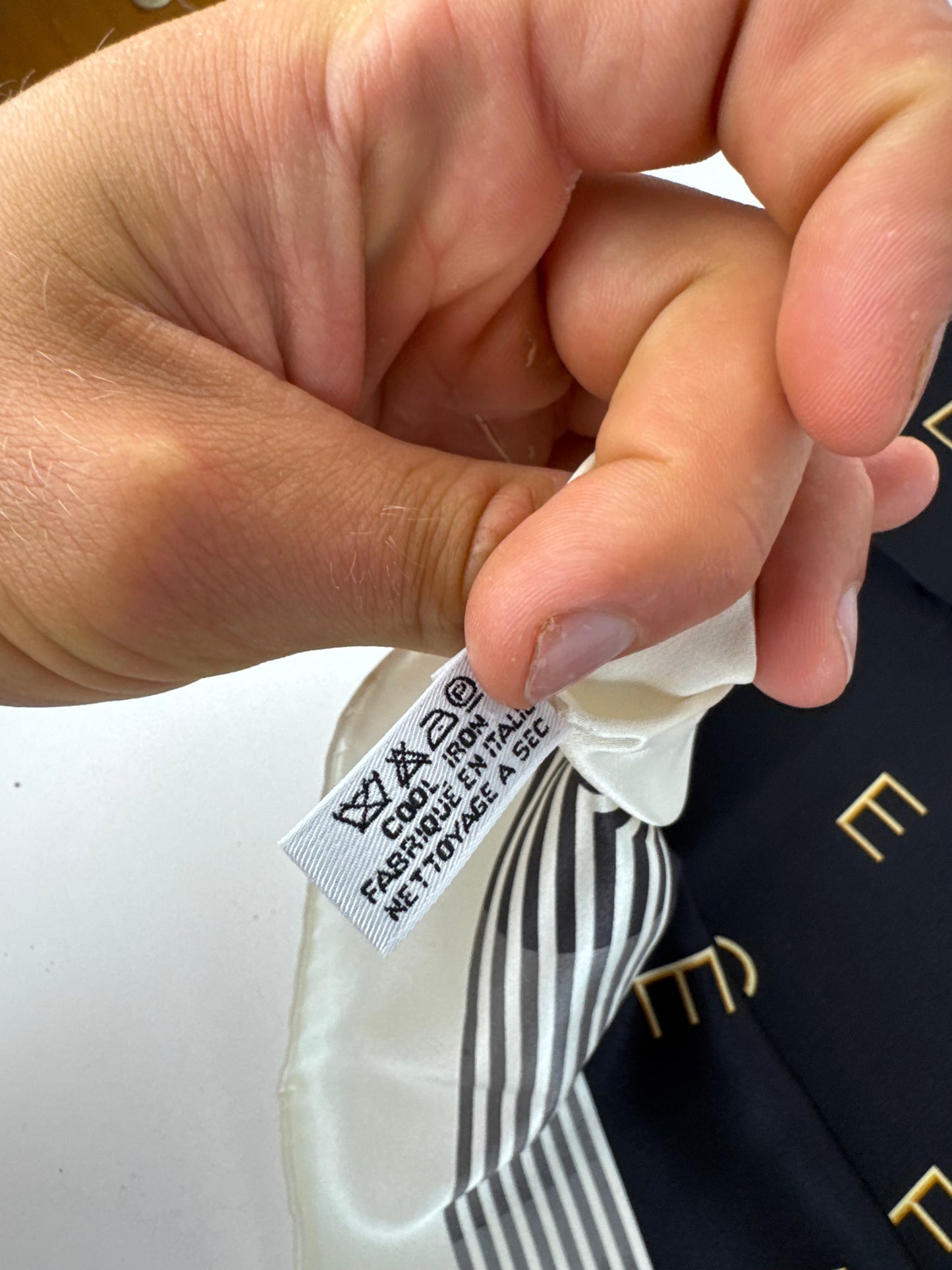 Vintage Celine Paris Silk Scarf black white