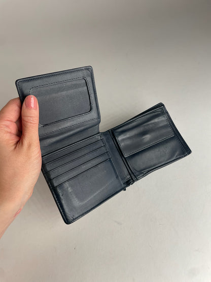 Vintage Bottega Veneta Flapable Leather Intrecciato Wallet Black