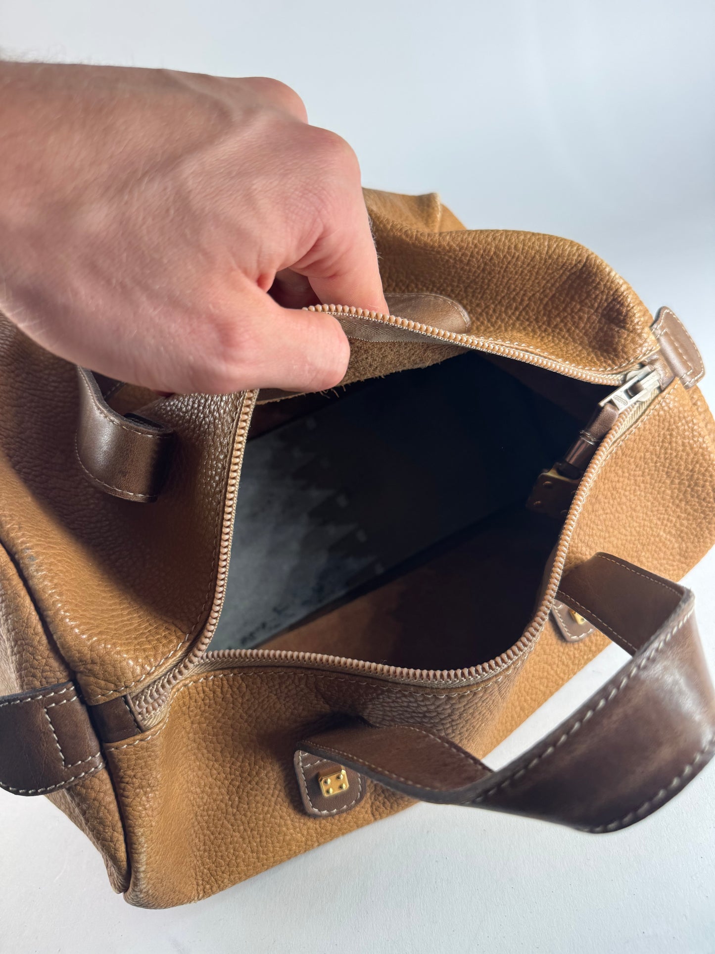 Vintage Loewe Madrid Mini Boston Bag camel