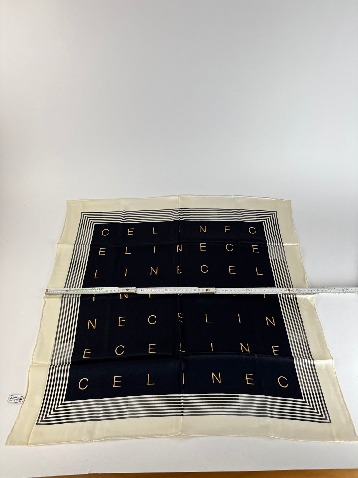 Vintage Celine Paris Silk Scarf black white