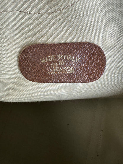 Vintage Gucci GG Canvas Duffle Bag Beige Leather Monogram