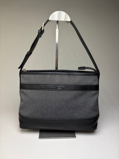 Vintage Courreges Structured Shoulder Bag Black Grey Blue