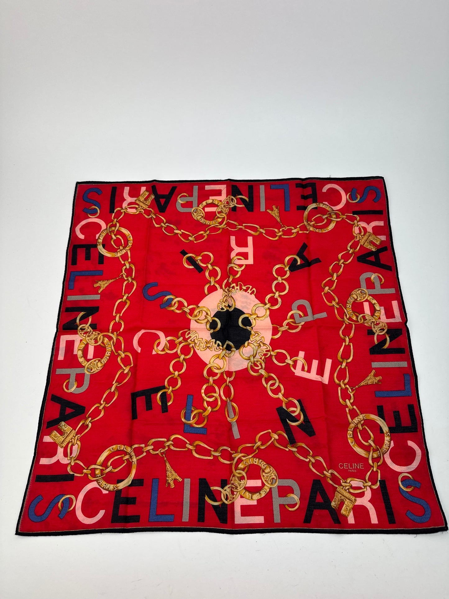 Vintage Celine Scarf red black