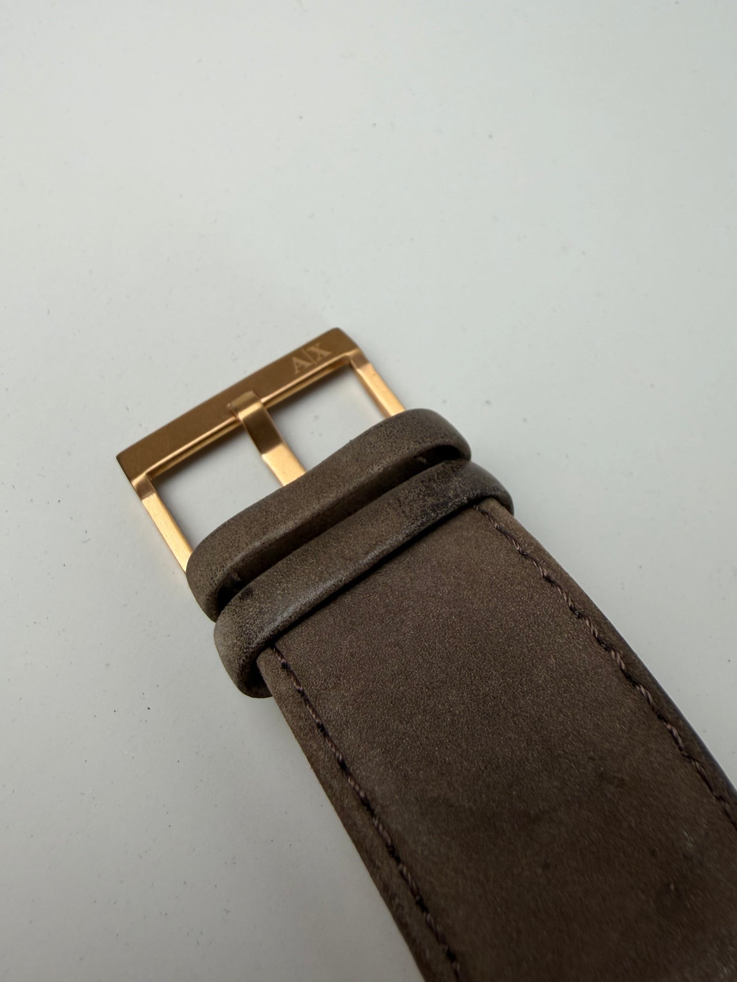 Vintage Armani Leather Strap Watch Brown Gold