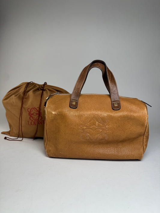 Vintage Loewe Madrid Mini Boston Bag camel