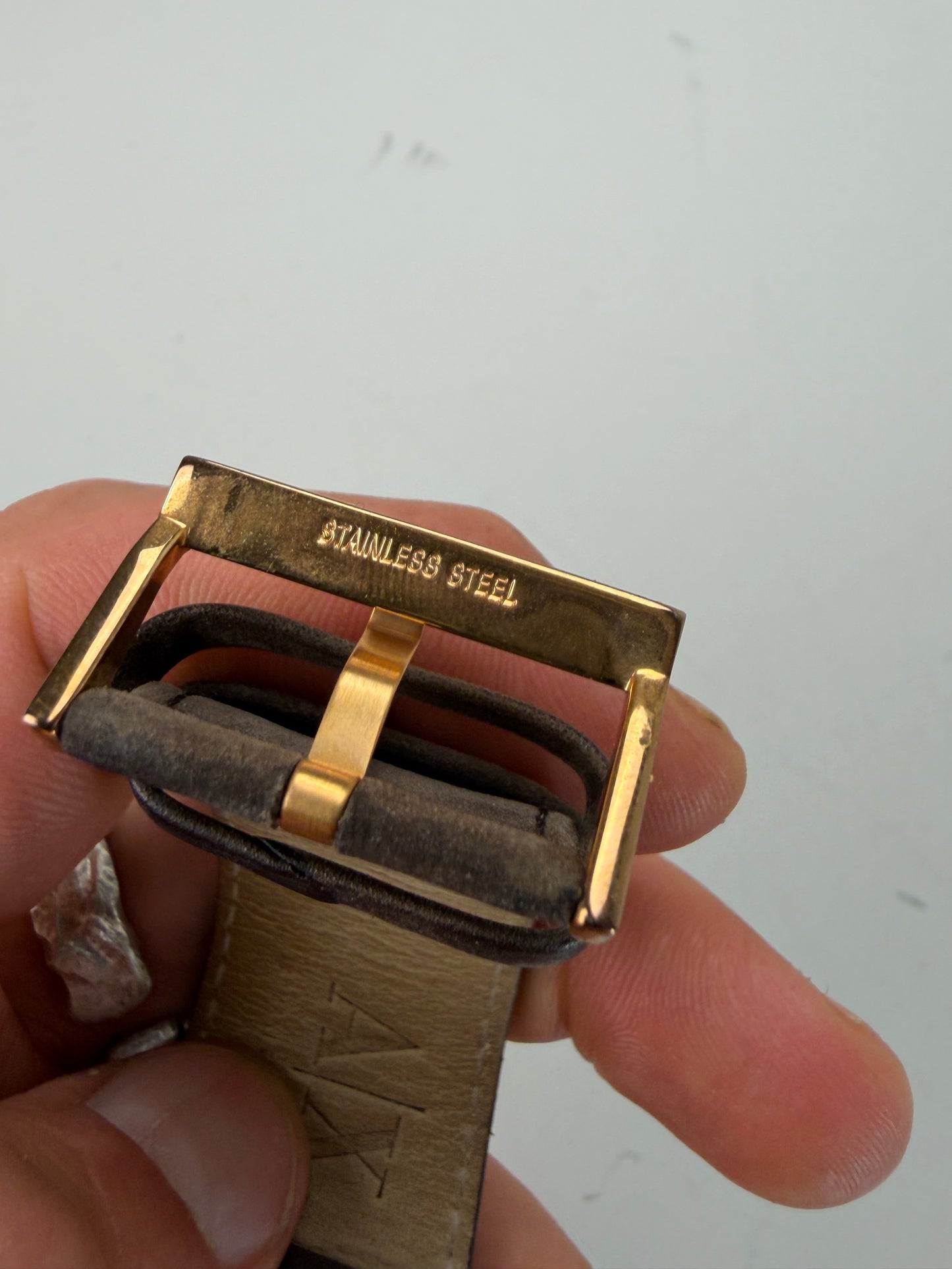 Vintage Armani Leather Strap Watch Brown Gold