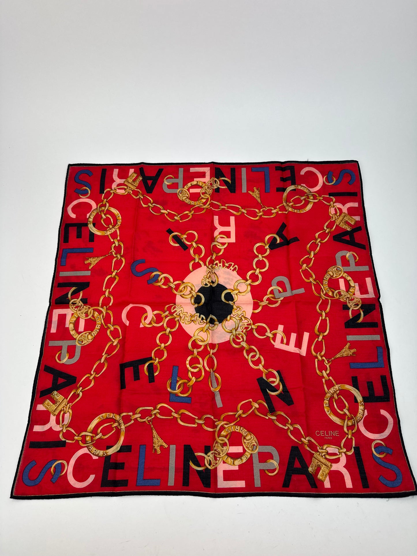 Vintage Celine Scarf red black
