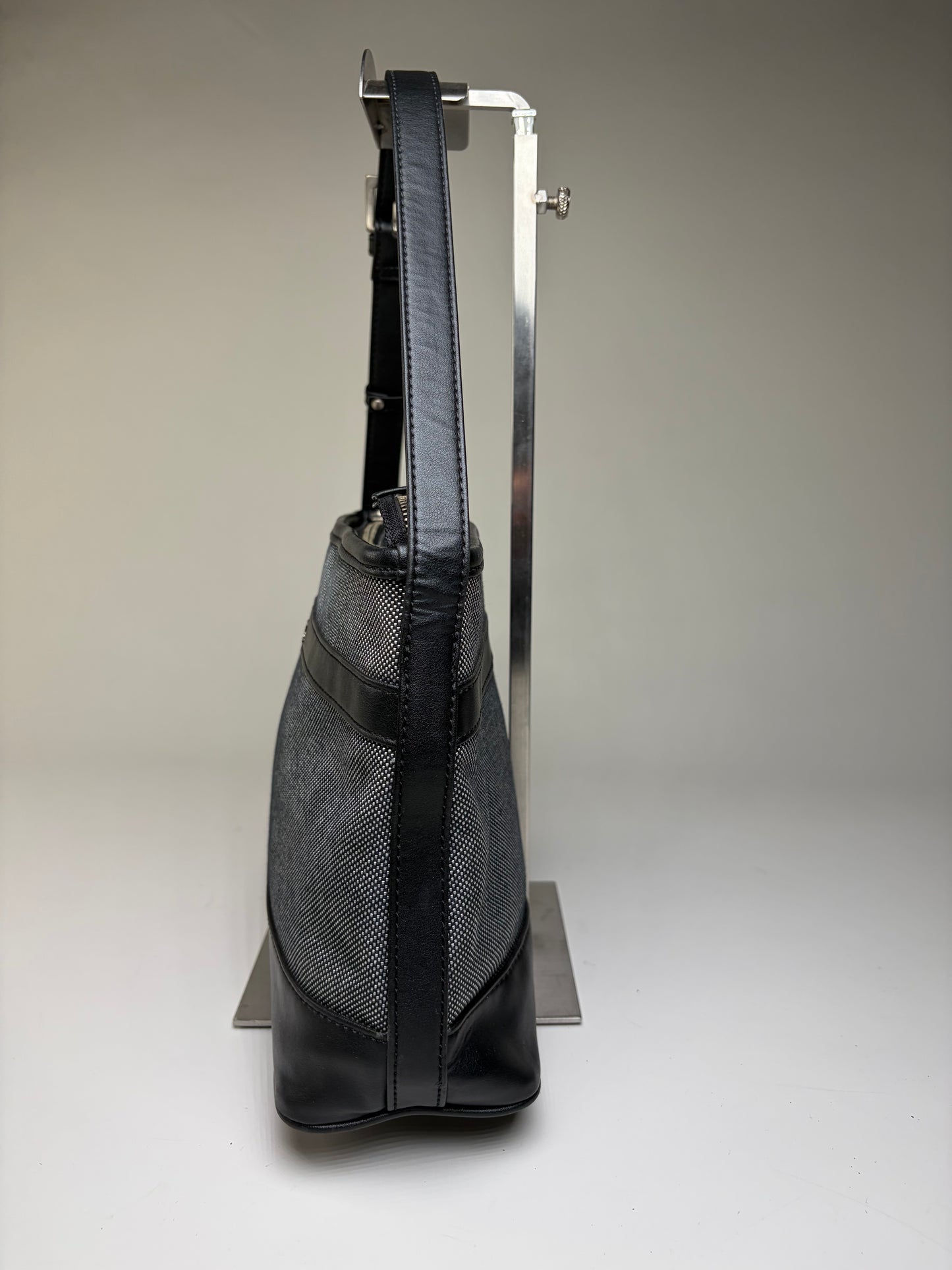 Vintage Courreges Structured Shoulder Bag Black Grey Blue