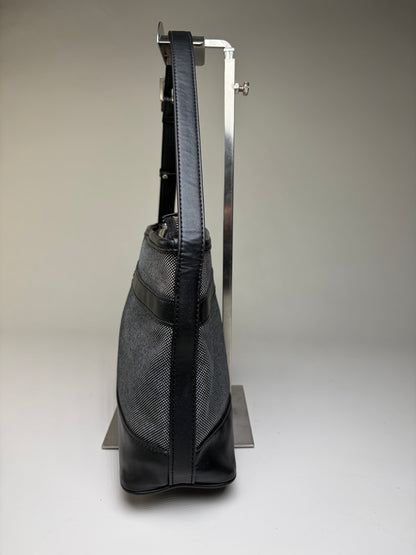 Vintage Courreges Structured Shoulder Bag Black Grey Blue