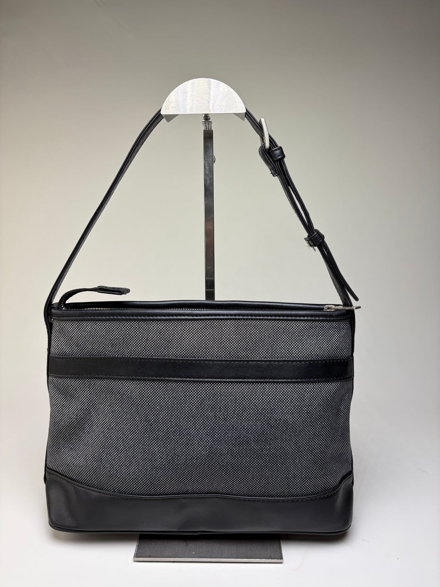 Vintage Courreges Structured Shoulder Bag Black Grey Blue