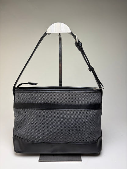 Vintage Courreges Structured Shoulder Bag Black Grey Blue