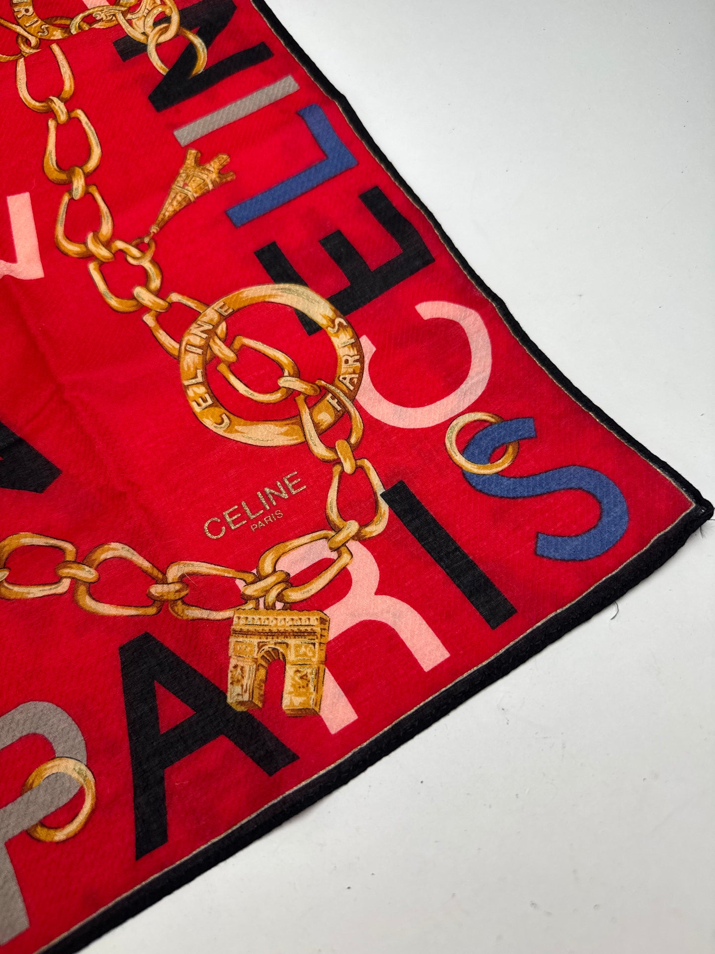 Vintage Celine Scarf red black