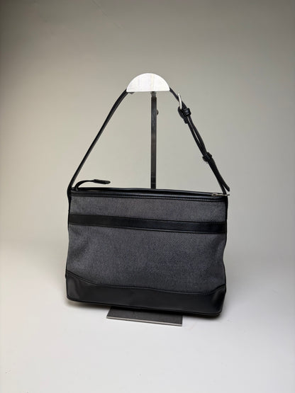 Vintage Courreges Structured Shoulder Bag Black Grey Blue