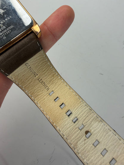 Vintage Armani Leather Strap Watch Brown Gold